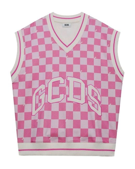 Gcds Pink Checked Vest for men