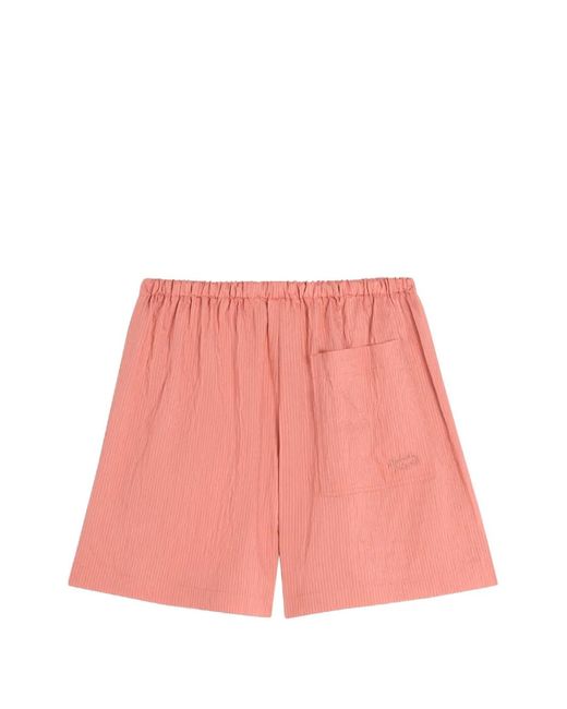 Maison Kitsuné Pink Logo-Embroidered Drawstring Shorts