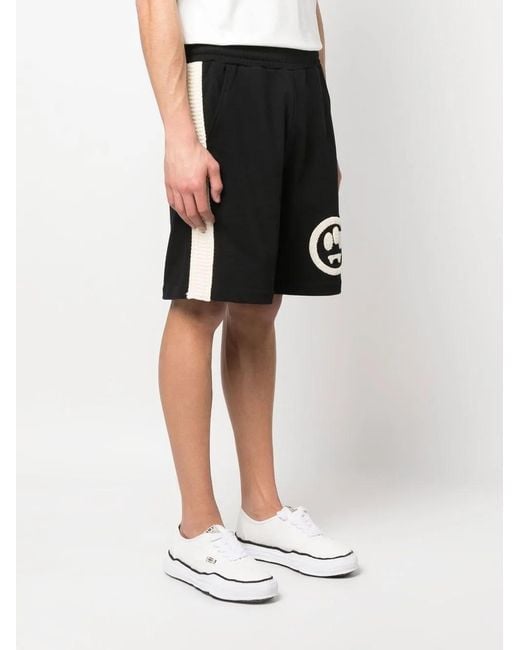Barrow Black Logo-Appliqué Track Shorts