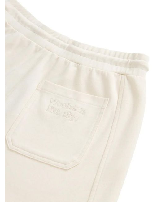 Woolrich White Interlock Drawstring-Elasticated Shorts