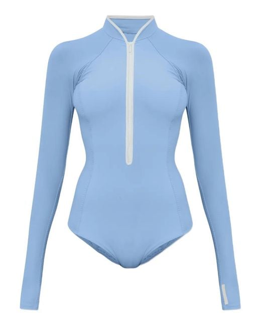Hunza G Blue Tyra Long-Sleeve Swimsuit