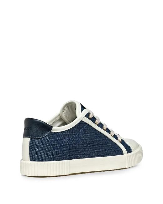 Geox Blue Lace-Up Panelled Sneakers