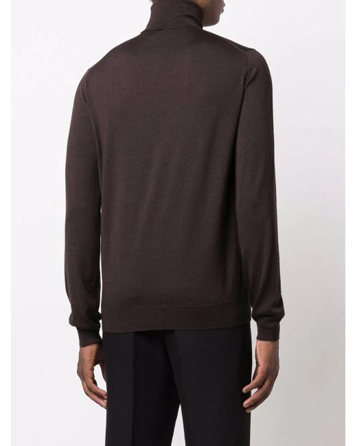 Dell'Oglio Black Roll-Neck Merino Wool Jumper for men