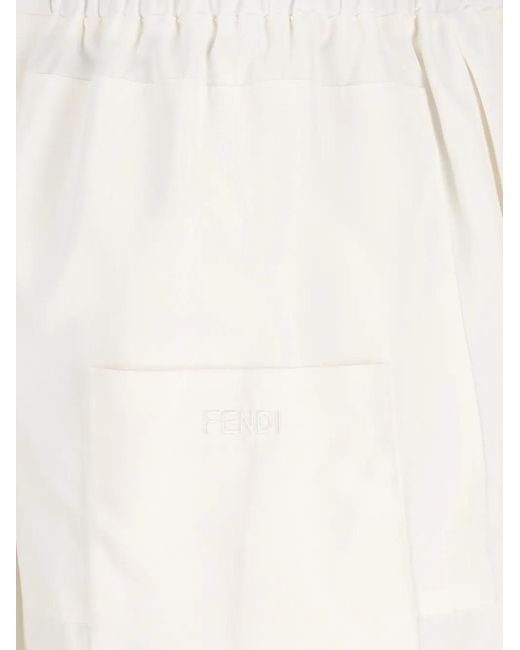 Fendi Mini-Rok Met Elastische Taille in het White