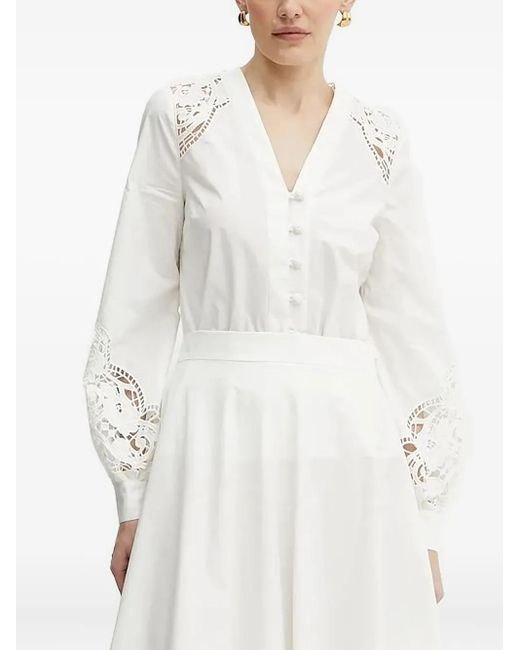 Twinset レースインサート Vネックトップ White