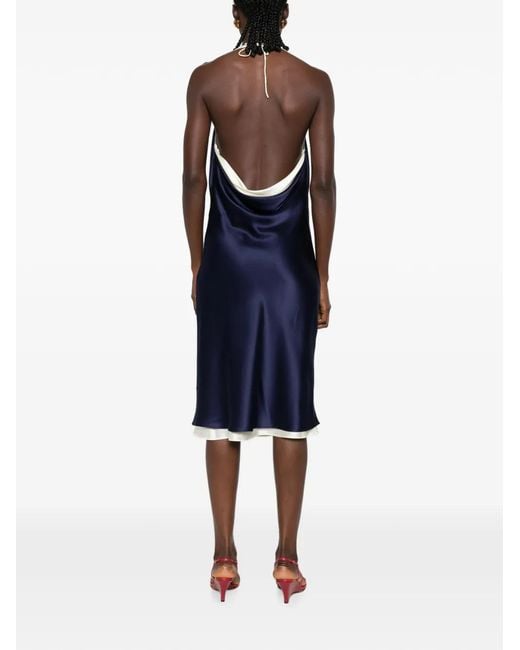 TOVE Blue Joss Cowl-Neck Midi Dress