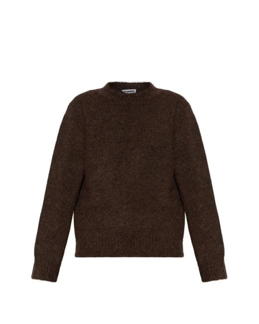 Jil Sander Brown Ribbed-Knit Crew-Neck Sweater