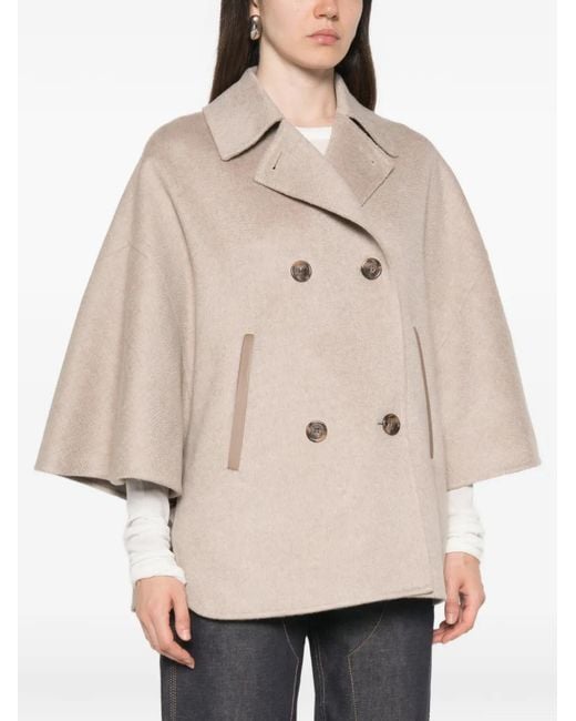 Max Mara Natural Aospite Double-Breasted Cape-Style Jacket