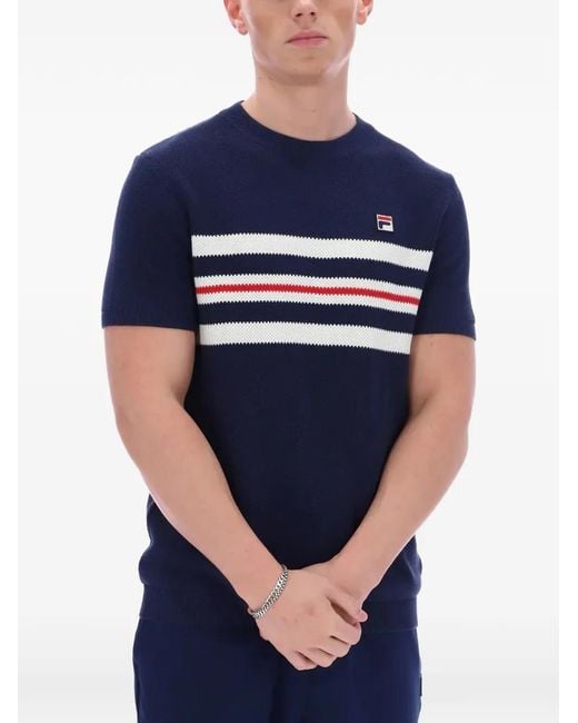 Fila Blue Gerardo Stripe-Detail T-Shirt for men