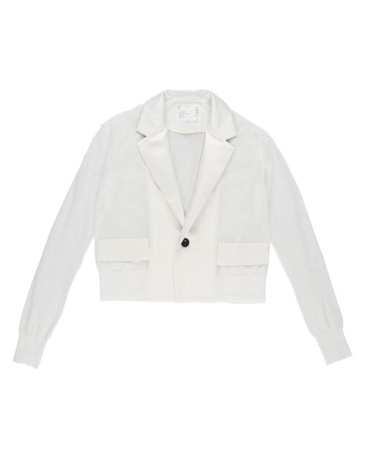 Sacai White Mixed-knit Jacket