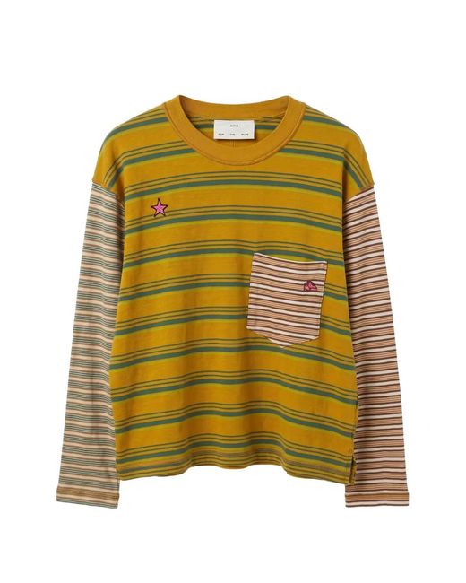 Song For The Mute Yellow Striped Star-Patch T-Shirt