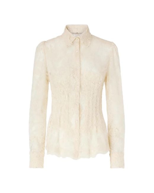 Ermanno Scervino White Lace-Embroidered Long-Sleeve Shirt