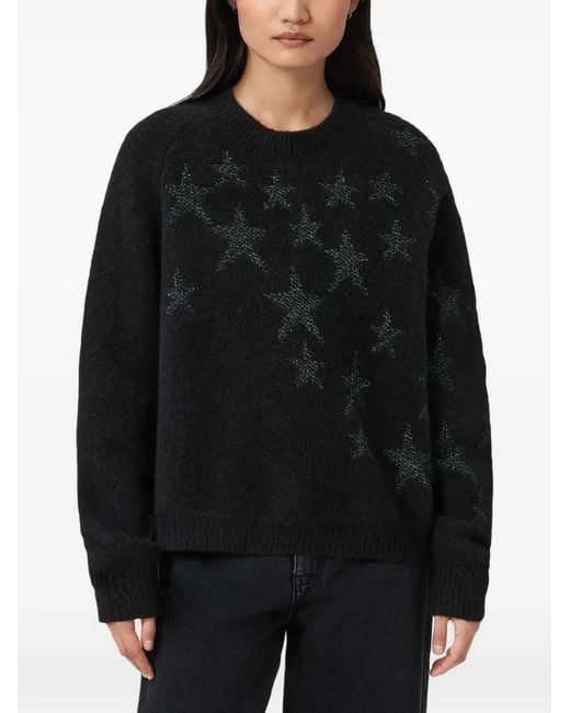 AllSaints Cosmo Trui Met Sterdetail in het Black