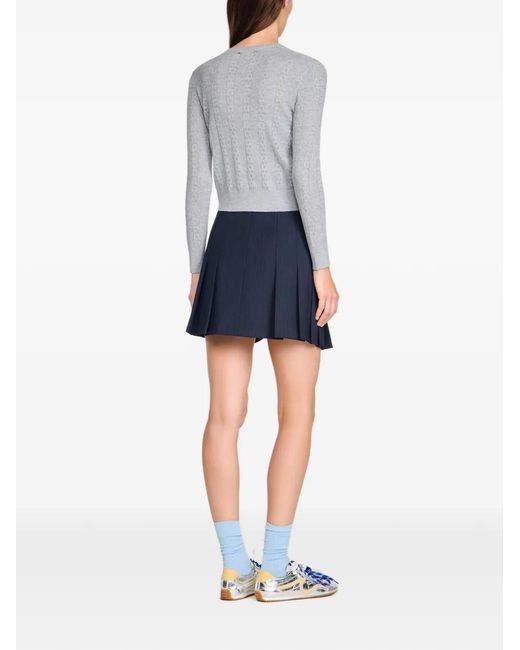 Sandro Gray Buttoned Knitted Cardigan