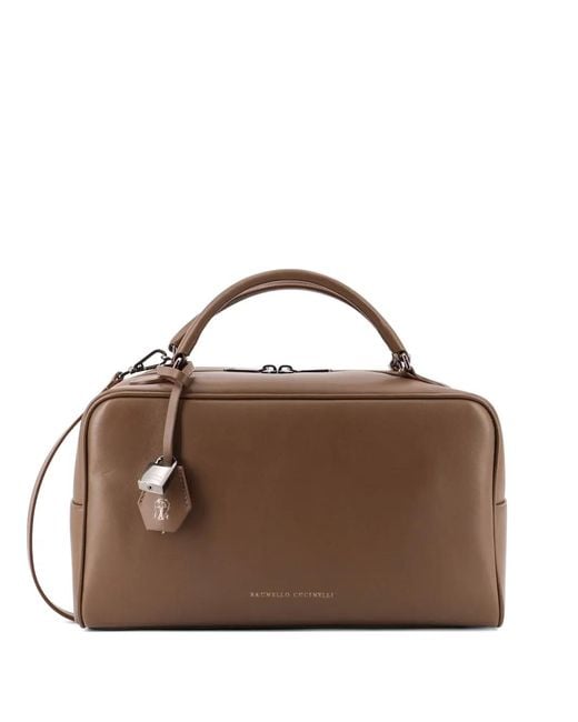 Brunello Cucinelli Brown Boston Explorer Top-Handle Tote Bag