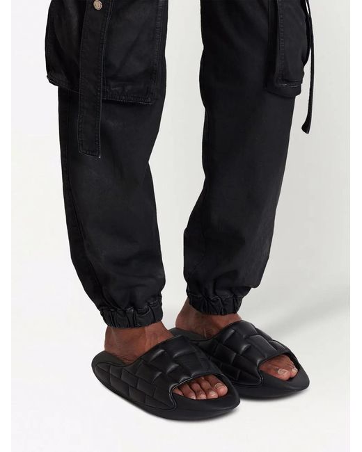 Balmain Brown B-it-quilted Sliders for men