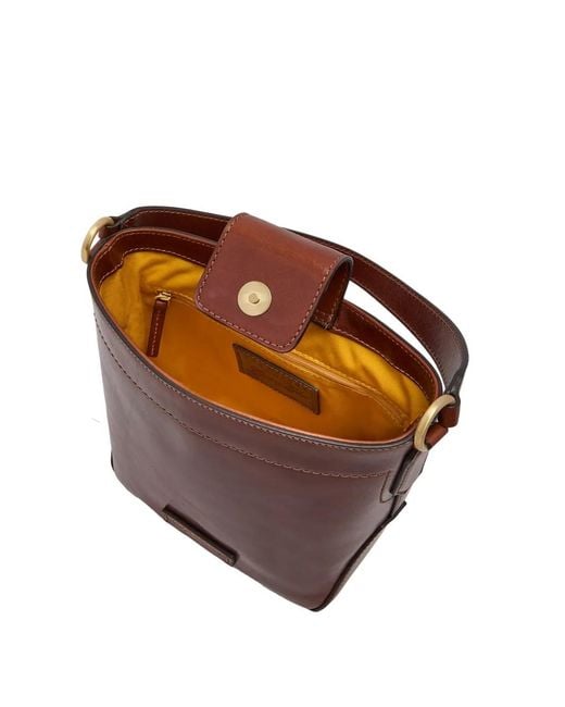 The Bridge Red Top-Handle Leather Bucket Bag