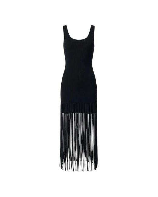Toccin Black Roxanne Scoop-Neck Fringe-Detail Mini Dress