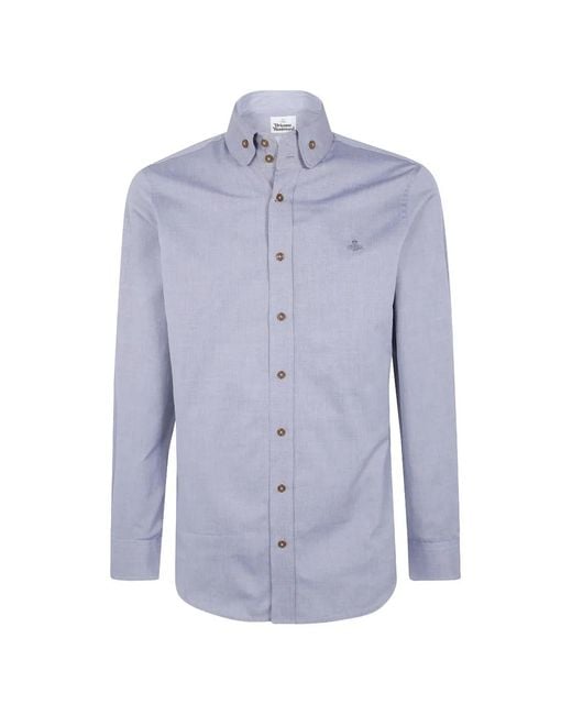 Vivienne Westwood Blue Orb-Embroidered Button-Down Shirt for men
