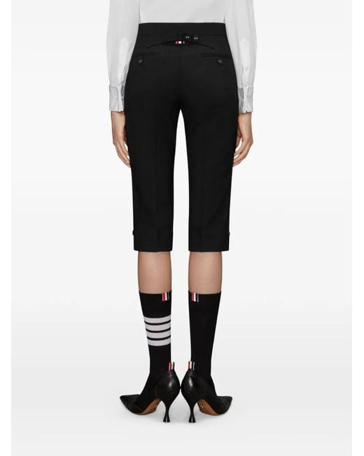 Thom Browne Black Hopsack Suiting Cropped Trousers