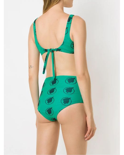 Amir Slama Green Índio Print High Waisted Bikini Set