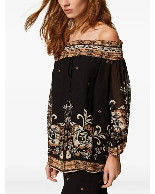 Twinset Black Printed Georgette Blouse