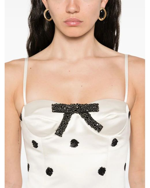 Markgong White Polka Dot-Print Dress