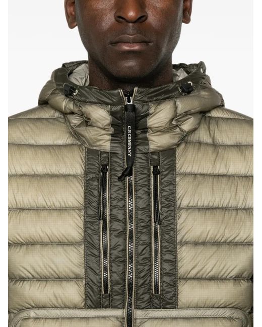 C P Company Natural Goggle-Detail Quilted Jacket for men