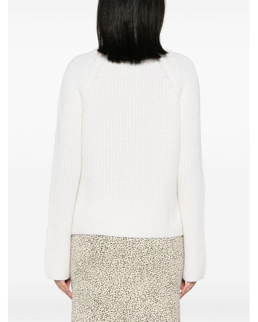 Allude White Gerippter Pullover