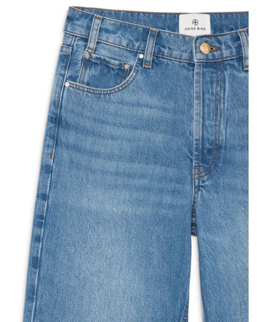 Anine Bing Blue Mid-wash Wide-leg Jeans