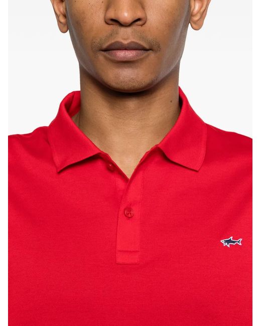 Paul & Shark Red Short-Sleeve Logo-Detail Polo Shirt for men