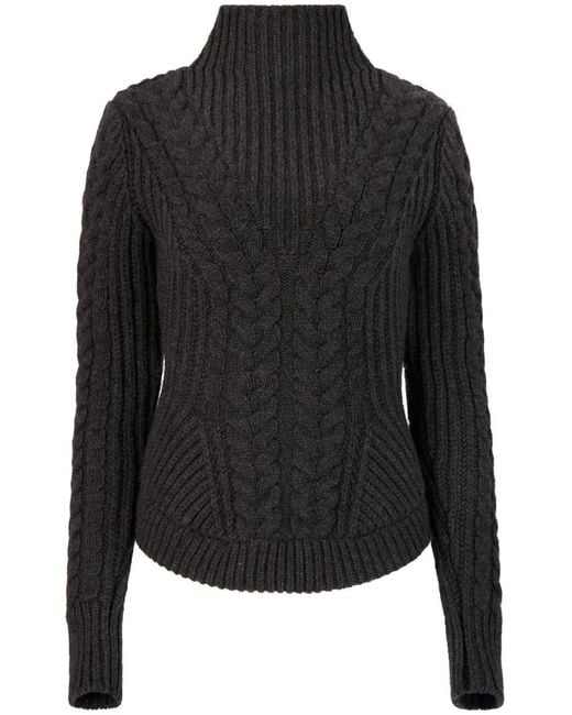 Nina Ricci Black Cable-Knit Wool-Blend Jumper