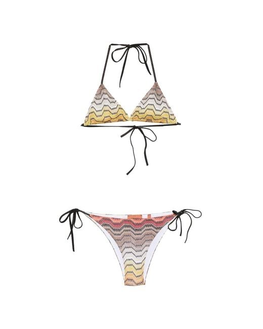 Missoni White Zigzag-Knit Triangle Bikini