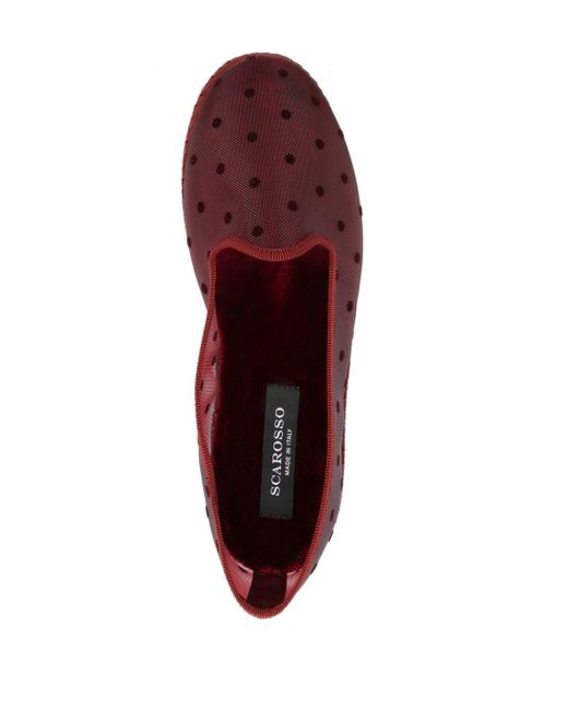 Scarosso Red Valentina Mesh Ballerina Shoes