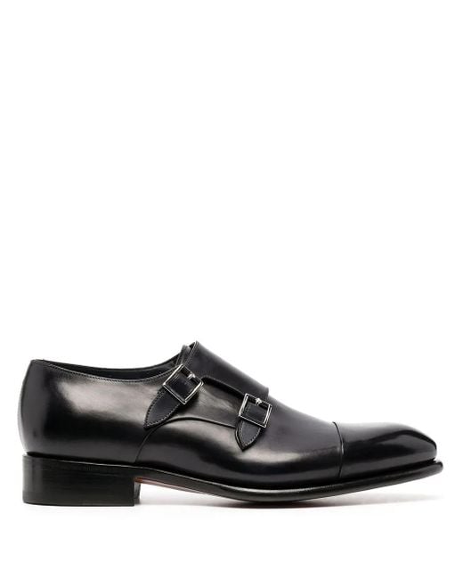 Zapatos monk con hebilla doble Santoni de hombre de color Black