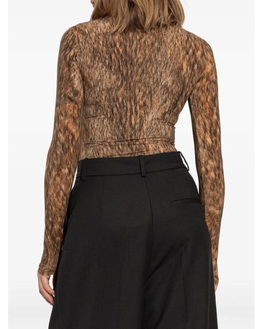 MM6 by Maison Margiela Brown Animal-Print Bodysuit