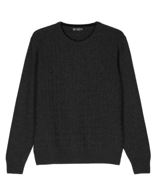 Jacquard-knit wool-blend jumper di Corneliani in Black da Uomo