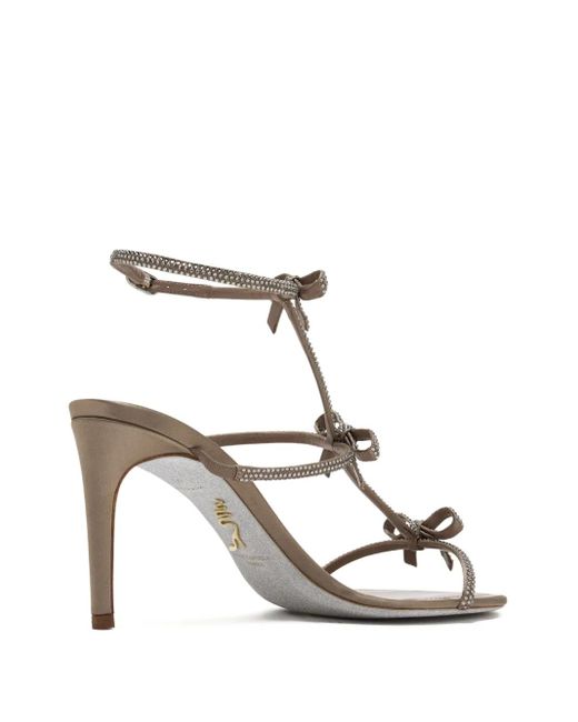 Rene Caovilla Metallic 80Mm Caterina Crystal-Embellished Bow Sandals