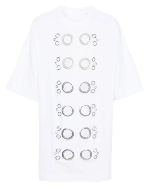 Givenchy White Eyelet-Embellished T-Shirt for men