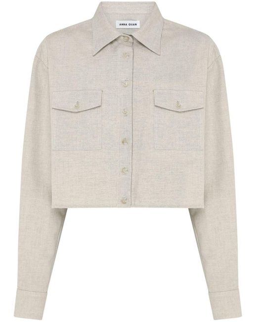 Anna Quan White Ryan Cotton-blend Cropped Shirt
