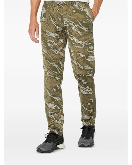 PUMA Green Camouflage-Pattern Track Pants for men