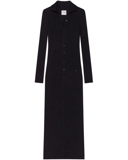 Courreges Black Button-Down Midi Dress