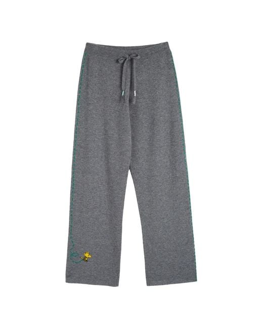 Chinti & Parker Gray Peanuts Wide-Leg Track Pants