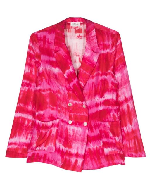 P.A.R.O.S.H. Pink Tie-dye Double-breasted Blazer