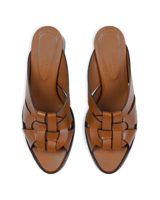 Scarosso Brown Aida Woven Leather Sandals