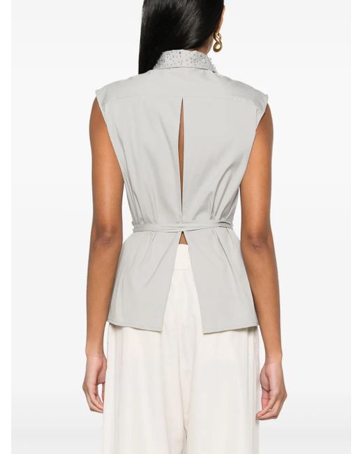 Fabiana Filippi Gray Bead-Embellished Blouse