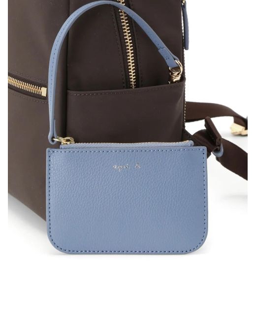 Agnes B. Brown Logo-Lettering Removable-Pouch Backpack