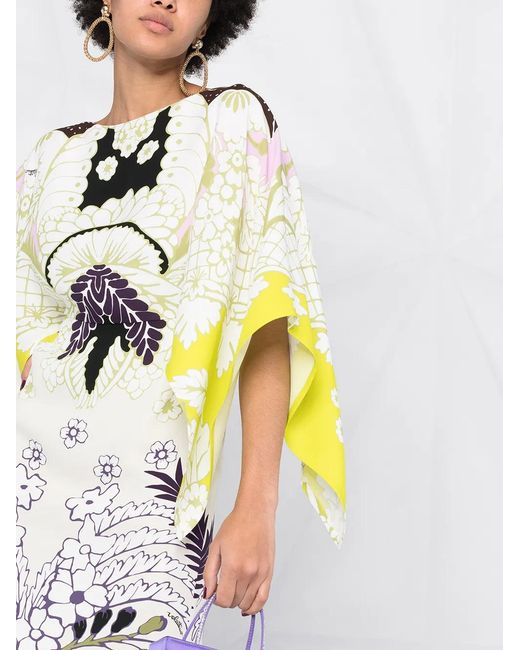 Valentino Garavani White Tropical Word Arazzo Kaftan Dress