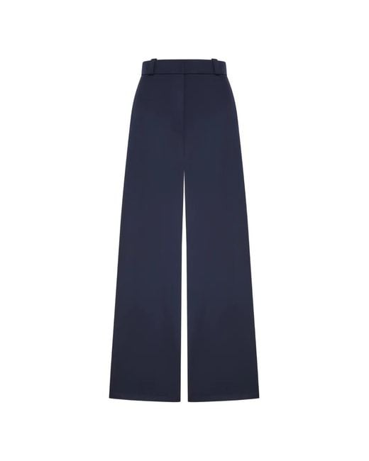 Giorgio Armani Blue High-Waisted Wool Trousers