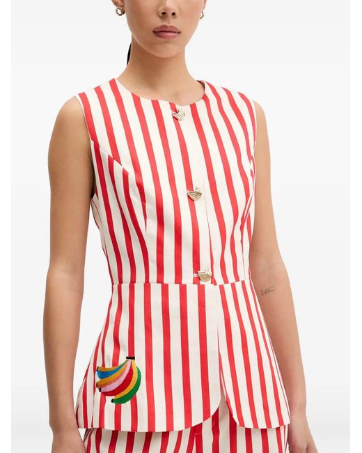 Never Fully Dressed Red Striped Banana-Patch Top